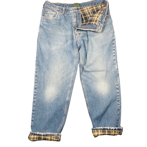 Vintage Scandia Woods Flannel Lined Jeans Men's 36 M Relaxed Fit Blue Winter - Picture 1 of 9